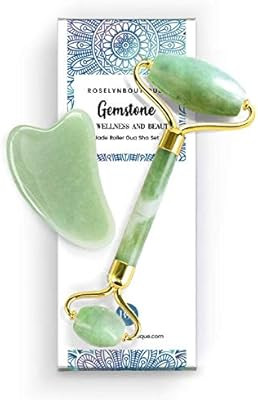 Jade Roller and Gua Sha Set for Beautiful Skin Detox - Facial Body Eyes Neck Massager Tool Reduce... | Amazon (US)