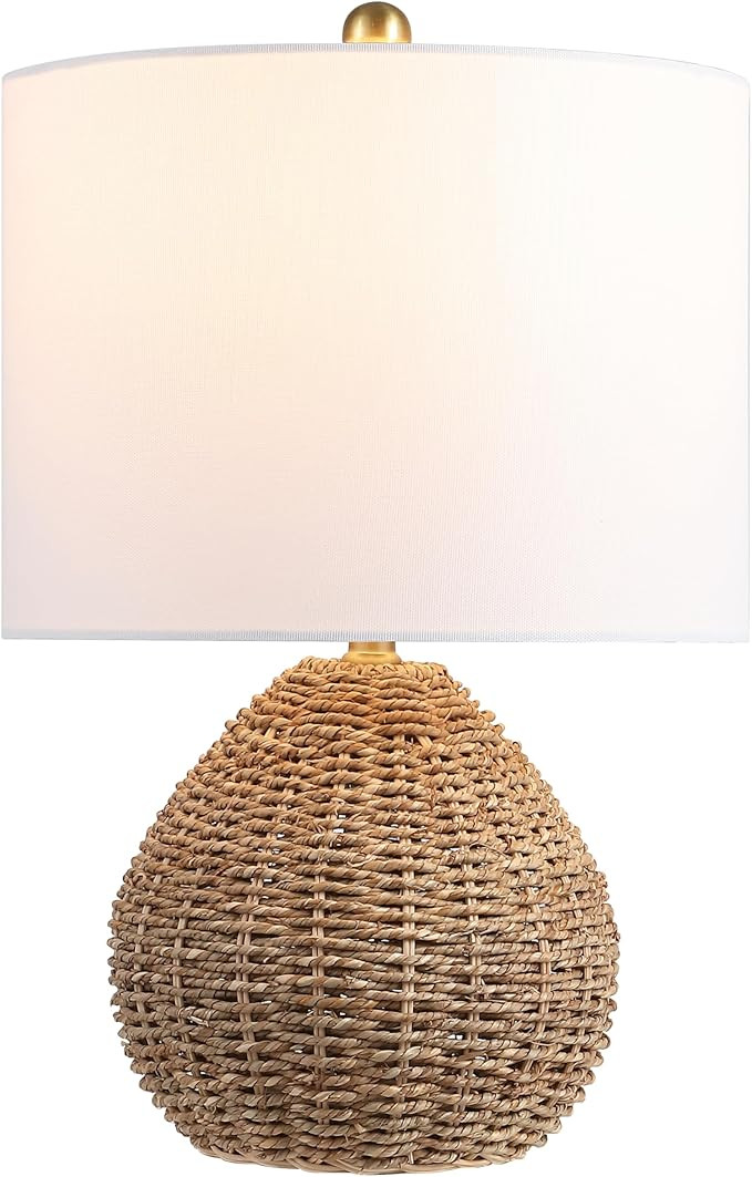 JONATHAN Y JYL8029A 20.5" Bohemian LED Table Lamp, Round Woven Rattan Coastal Nightstand Lamp wit... | Amazon (US)