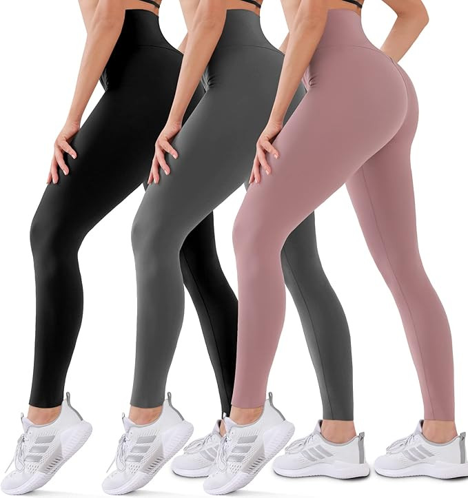 Amazon.com: Hmuuo 3 Pack Leggings for Women Butt Lift High Waisted Tummy Control No See-Through Y... | Amazon (US)