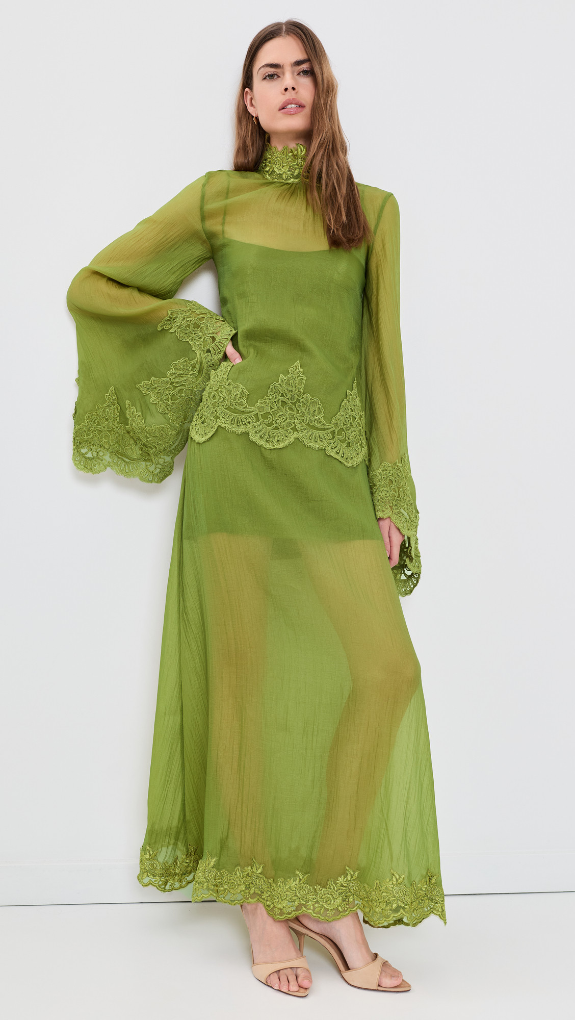 Yellow the Label Liz Organza Dress Olive M | Shopbop