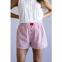 Striped Boxer Shorts for Women in Red | Glik's