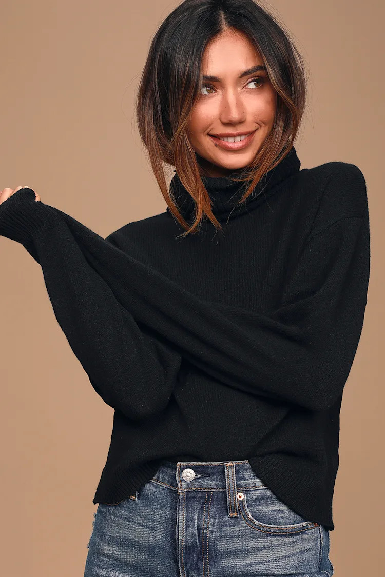 Amazing Memories Black Cowl Neck Sweater | Lulus