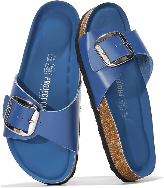 Amazon.com | Project Cloud 100% Genuine Leather Sandals Women Dressy Beach Essentials Slides for ... | Amazon (US)