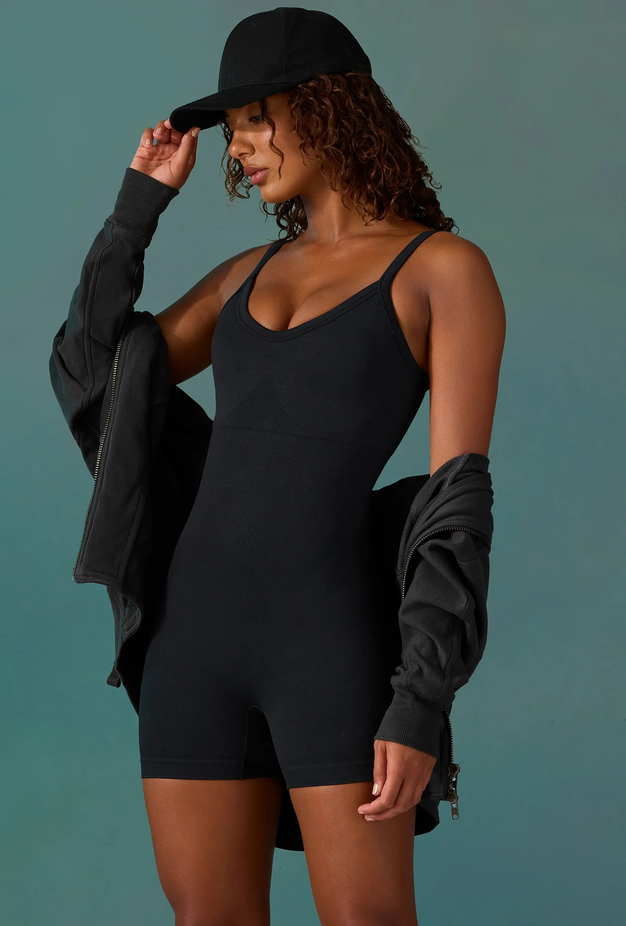 Super Sculpt Short Unitard in Black | Oh Polly