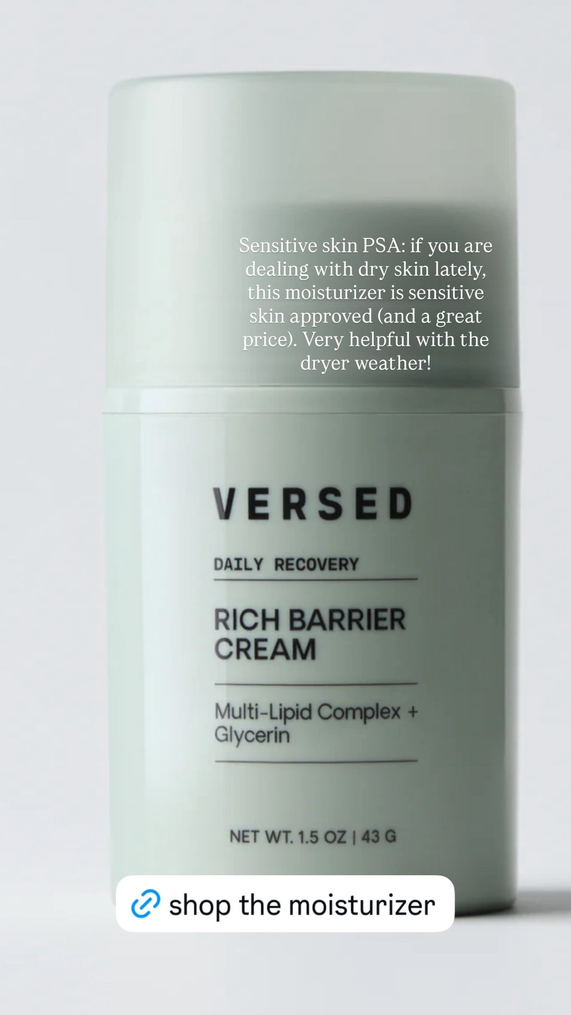 My must-have dry weather moisturizer ✨ this Versed Rich cream barrier moisturizer is great with my sensitive skin and acne prone skin. It feels so luxurious and it’s a great price!! Can’t recommend it enough  

#LTKSeasonal #LTKBeauty #LTKFindsUnder50