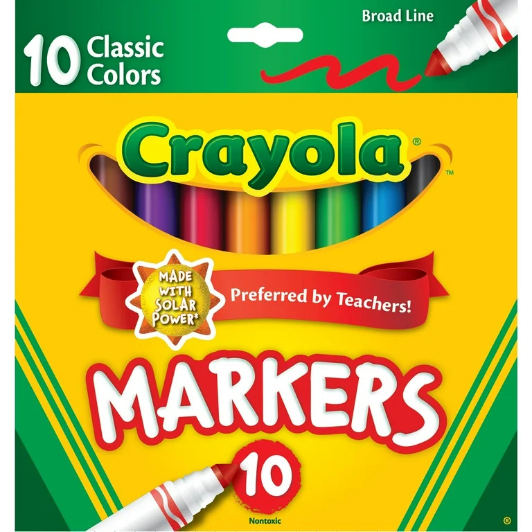Crayola Broad Line Markers, 10 Ct Classic Colors, School Supplies for Teachers and Kids, Classroo... | Walmart (US)
