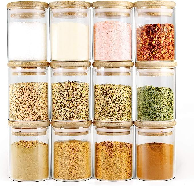 Glass Jars with Bamboo Lids EcoEvo, Glass Spice Jars Set, Glass Food Jars and Canisters Sets, Spi... | Amazon (US)