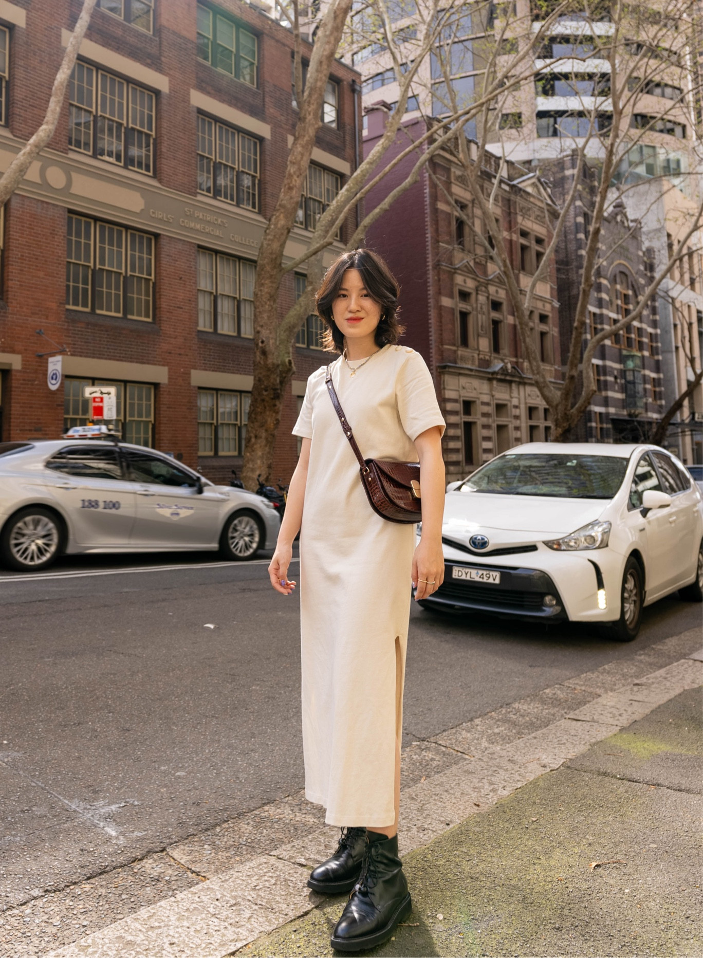 Simple and easy cotton t-shirt dress 

Wearing it in my true size - XS here 