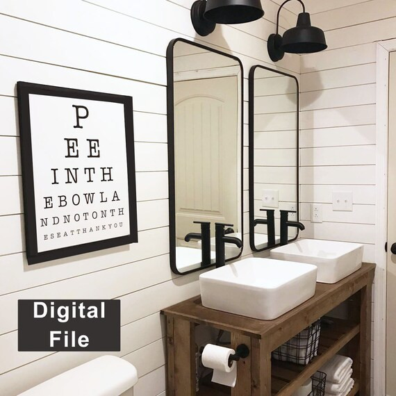 Bathroom Eye Chart Digital File for DIY Print | Powder Room | Pee In The Toilet | Etsy (US)