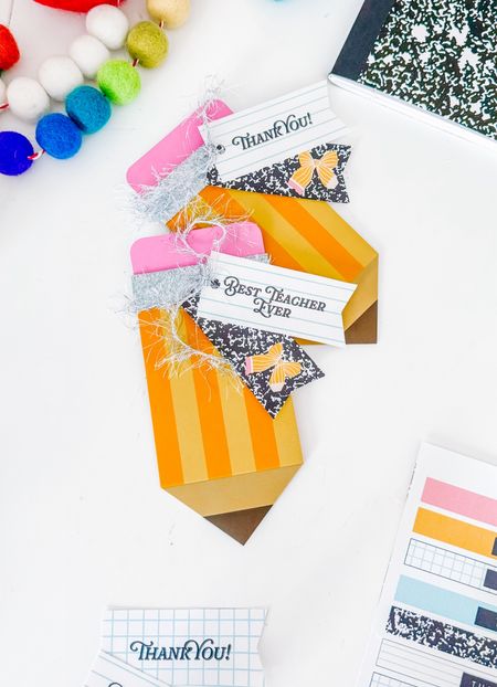 Easy teacher appreciation gift idea! These gift card holders are cute as they come but adding a little silver ribbon and adorable tags makes it so much more fun!! 

#LTKfamily #LTKkids #LTKGiftGuide