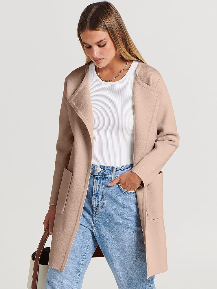 ANRABESS Womens Cardigan Sweater Open Front Knit Long Coatigan Dressy Casual Jacket Coat 2025 Fal... | Amazon (US)