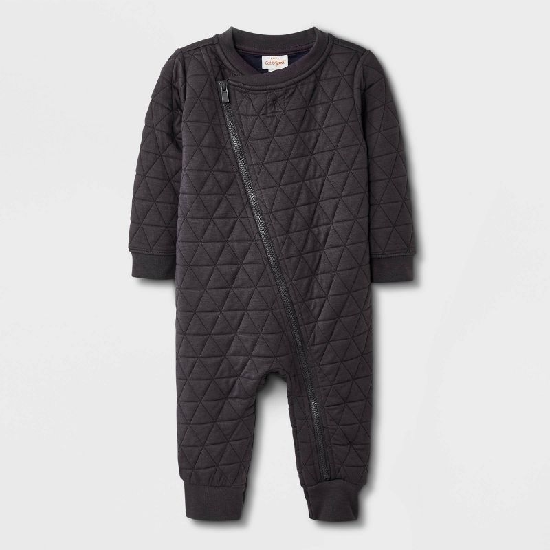 Baby Quilted Moto Romper - Cat & Jack™ Gray | Target