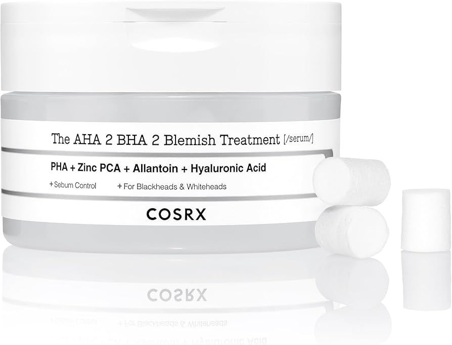 COSRX AHA 2% BHA 2% Blemish Treatment Serum, 60+ Pure Cotton Balls, Quick & Easy Daily Spot Treat... | Amazon (US)