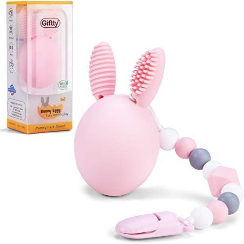 Bunny Eggy Teething Toy, Multifunction Teether Toothbrush Rattle Gum Massager Infants Sensory Toy wi | Amazon (US)