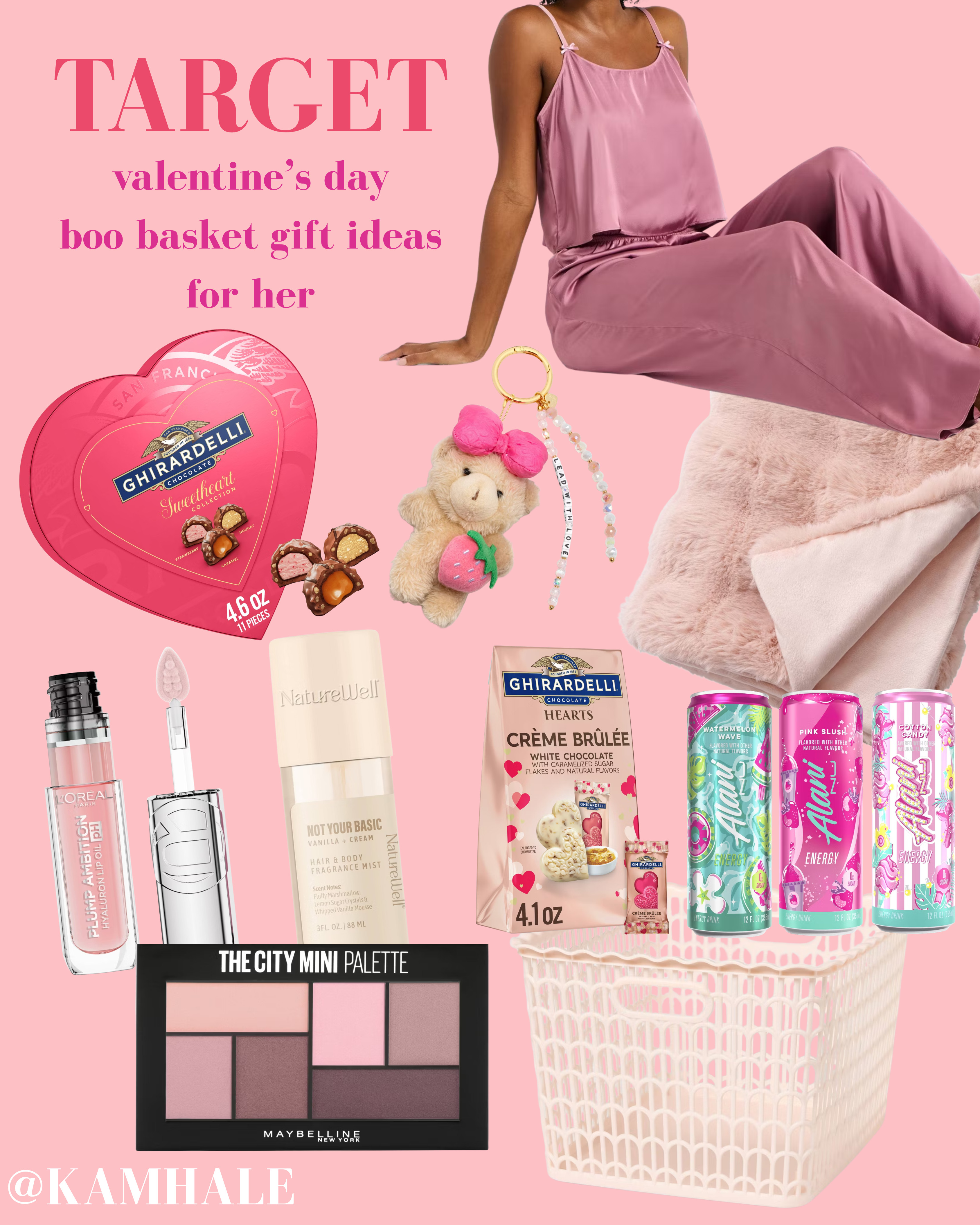 VALENTINES DAY BOO BASKET GIFT IDEAS FROM TARGET 💘
Auden Satin Pajamas - Ghiradelli Chocolate - Little Words Project Bear Plush Keychain - L'oreal Lip Gloss - Maybelline Eyeshadow Palette - NatureWell Fragrance Mist - Alani Nu Energy Drinks - Bubble Faux Fur Plush Blanket - Organization Basket 

 

#LTKSaleAlert #LTKSeasonal #LTKValentine