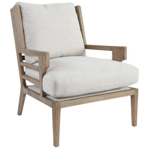 Rodger Ivory Fabric Slatted Accent Chair | Lamps Plus