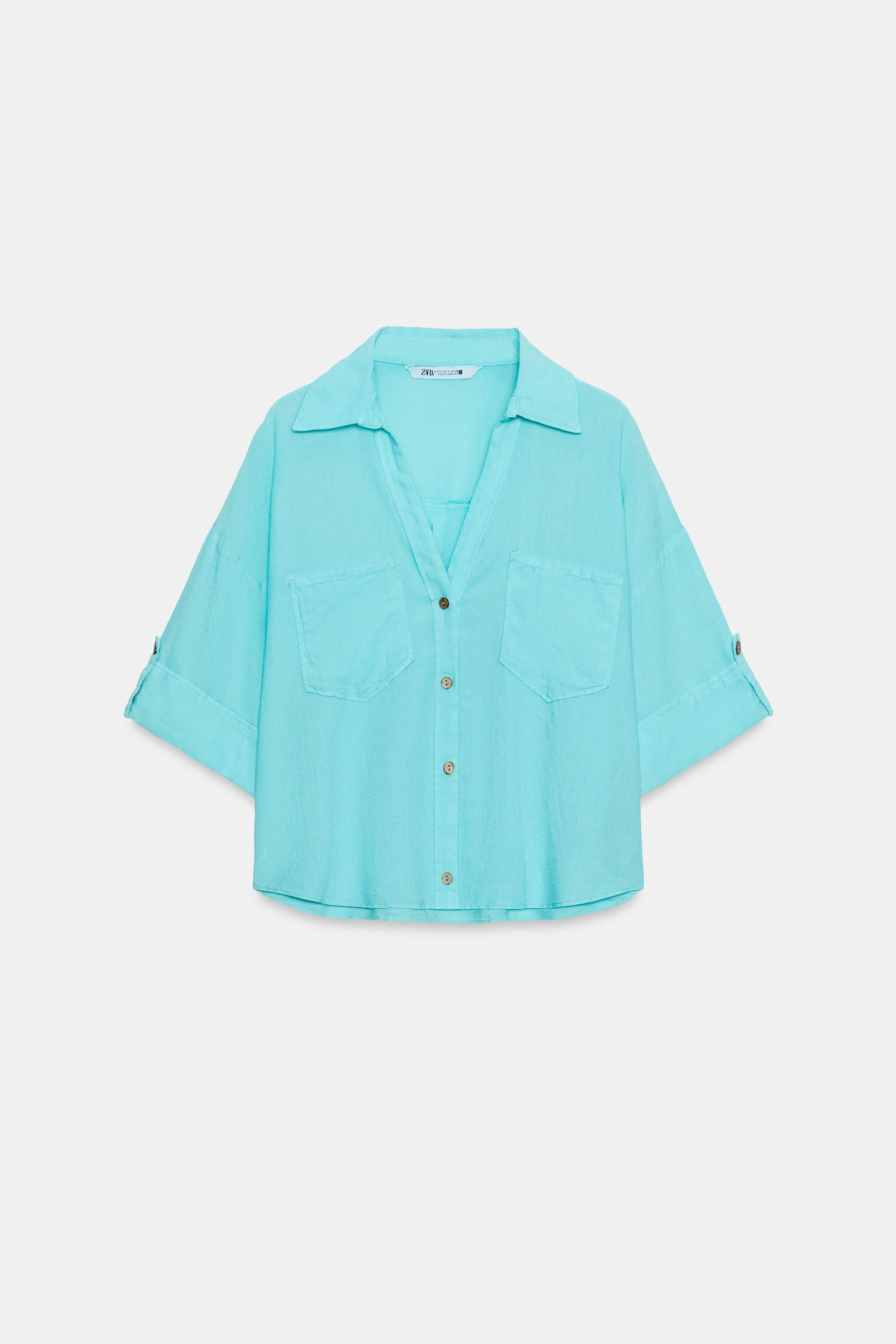 LINEN BLEND SHORT SHIRT | Zara US