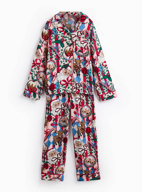 Mini Me Kids' Christmas Printed Pink Viscose Pyjamas 2-3 years | Tu Clothing