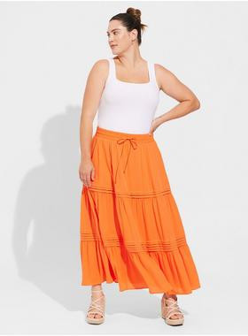 Maxi Washable Gauze Drawstring Pintuck Skirt | Torrid (US & Canada)