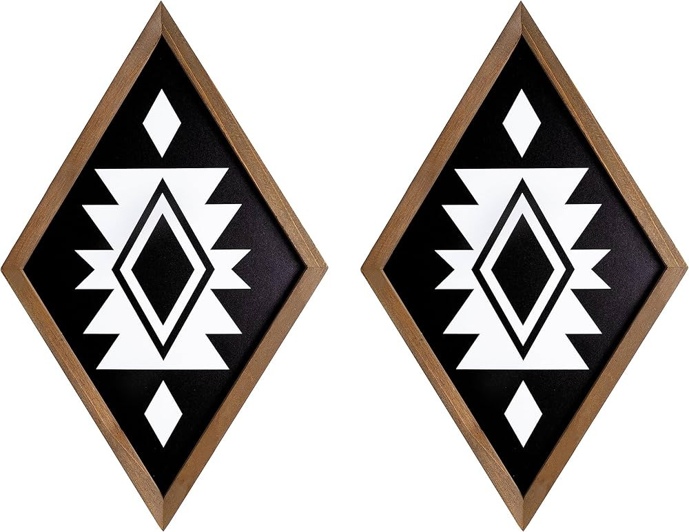 flangairy Aztec Wall Decor, Western Wall Art Wood Southwestern Native American Boho Black White B... | Amazon (US)