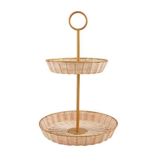Woven And Brass Tiered Server | Mud Pie