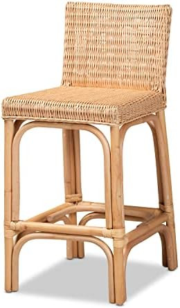 Baxton Studio Athena Natural Finished Rattan Counter Stool | Amazon (US)