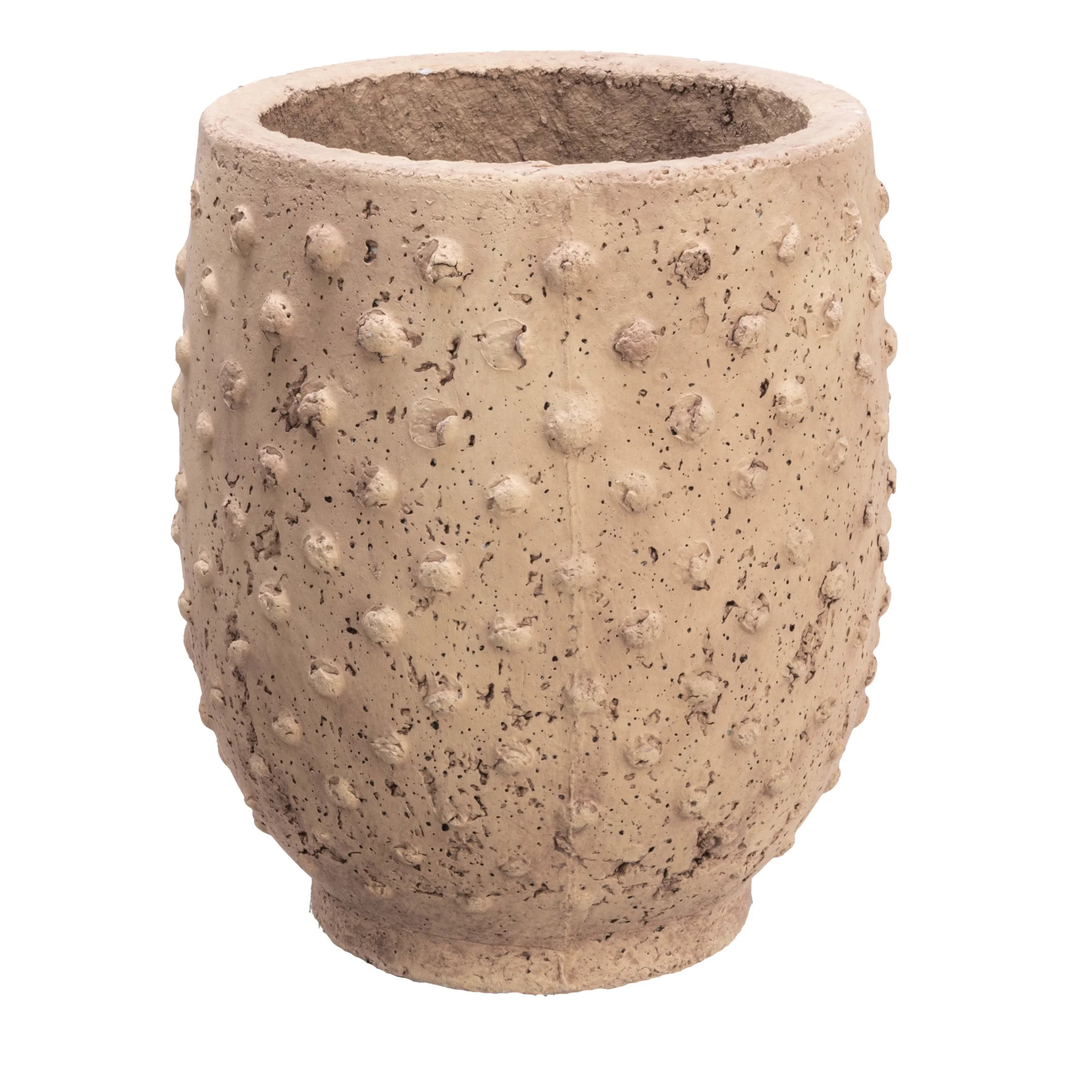 Creative Co-Op Round Sandstone Hobnail Planter with Distressed Finish, Greige - Walmart.com | Walmart (US)