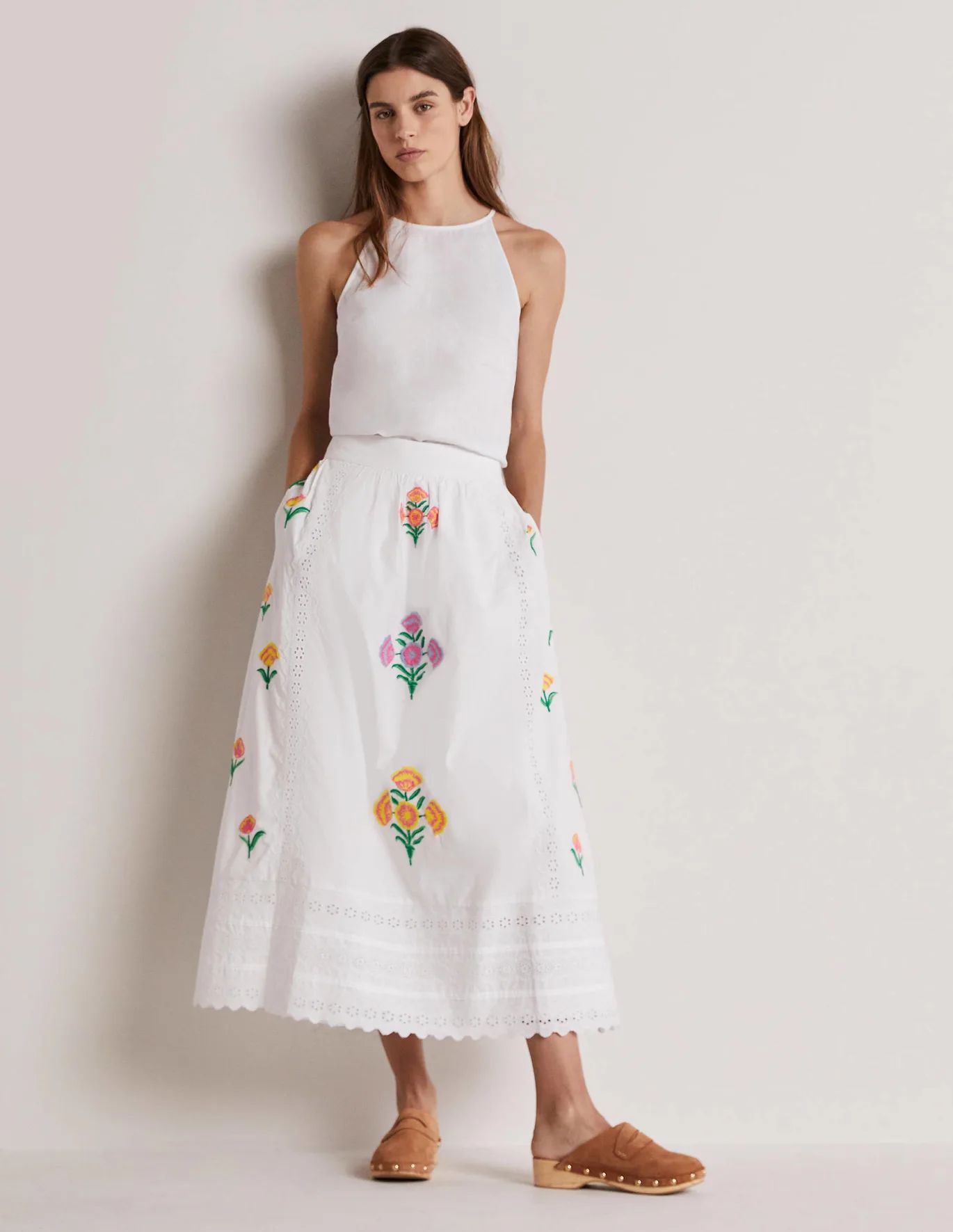 Embroidered Full Midi Skirt | Boden (US)