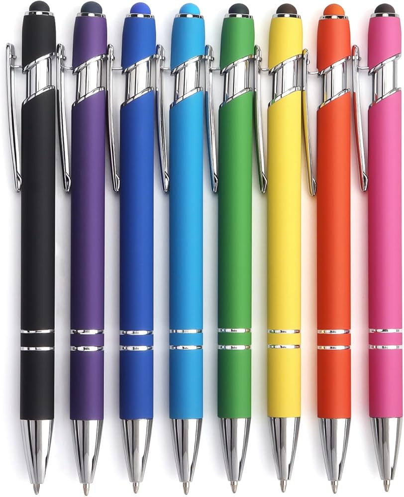 8 Pack Ballpoint Pen 2-in-1 Stylus Retractable Ballpoint Pen with Stylus tip, Metal Stylus Pen fo... | Amazon (US)