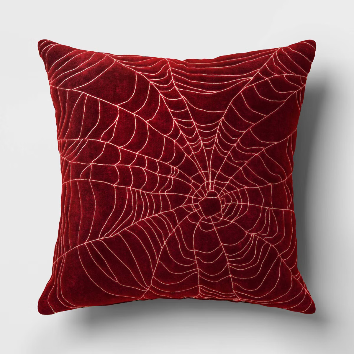 Square Embroidered Spider Web Velvet Throw Pillow Cover Garnet Red/Metallic Gold - Threshold™: ... | Target
