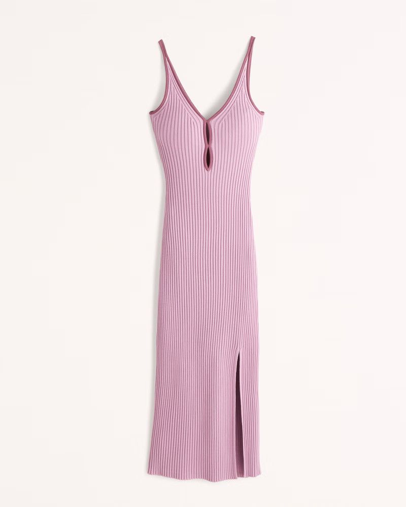 Elevated Knit Keyhole Midi Dress Pink Dress Dresses Wedding Guest Dress Abercrombie Dress | Abercrombie & Fitch (US)