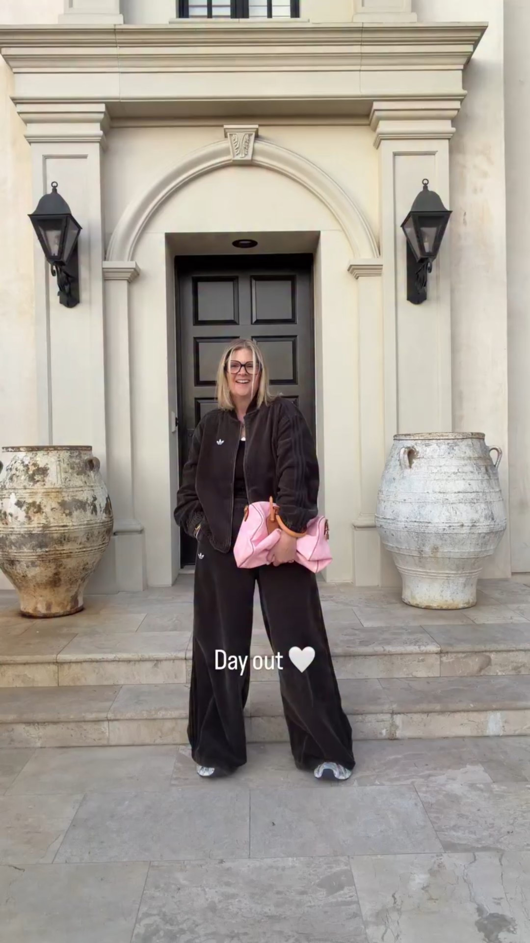 Just a little Friday wander.
Adidas, a pink P9, and good company.

#ootd #luxurycasual 
#adidasstyle #louisvuittoncollector 
#couplestyle