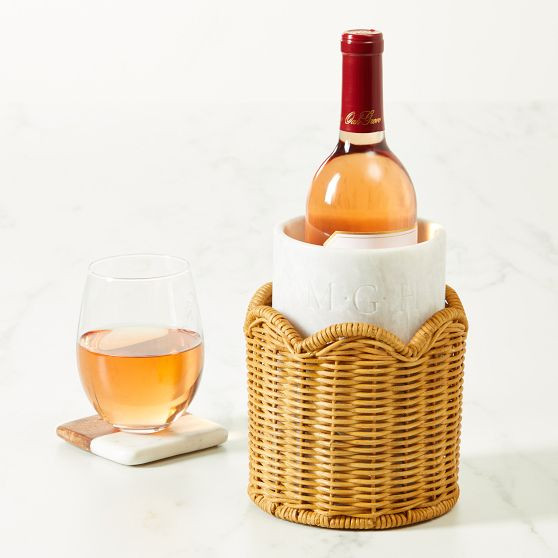 Scalloped Wicker and Marble Wine Chiller | Mark and Graham