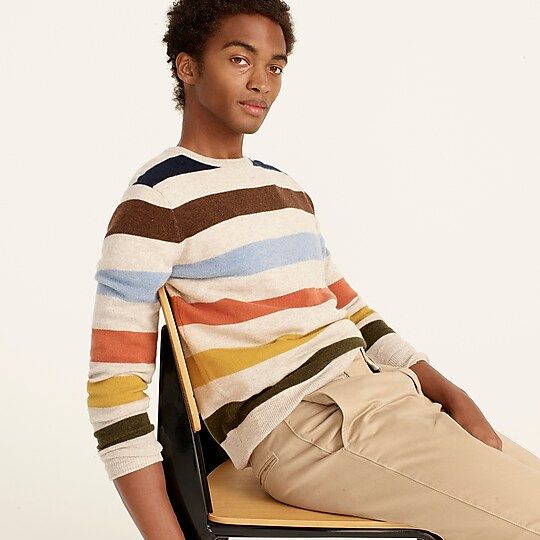Cashmere crewneck sweater in stripe | J.Crew US