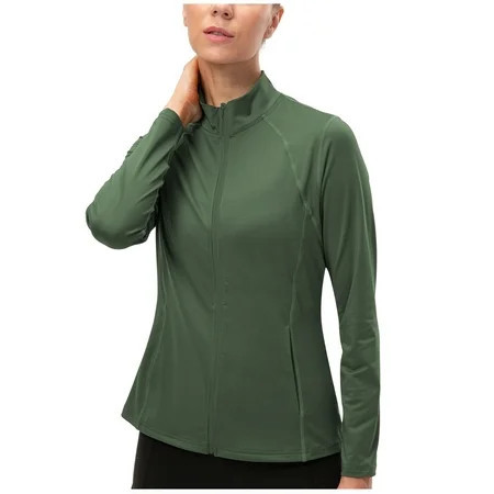 Women s Lightweight Full Zip Running Track Jacket Workout Athletic Yoga Jackets Stretchy Slim Fit Casual Sportwear | Walmart (US)