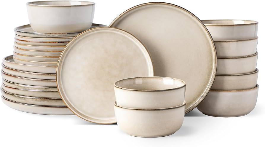 GBHOME Dinnerware Sets for 8, 24 Pieces Ceramic Plates and Bowls Set | Amazon (US)