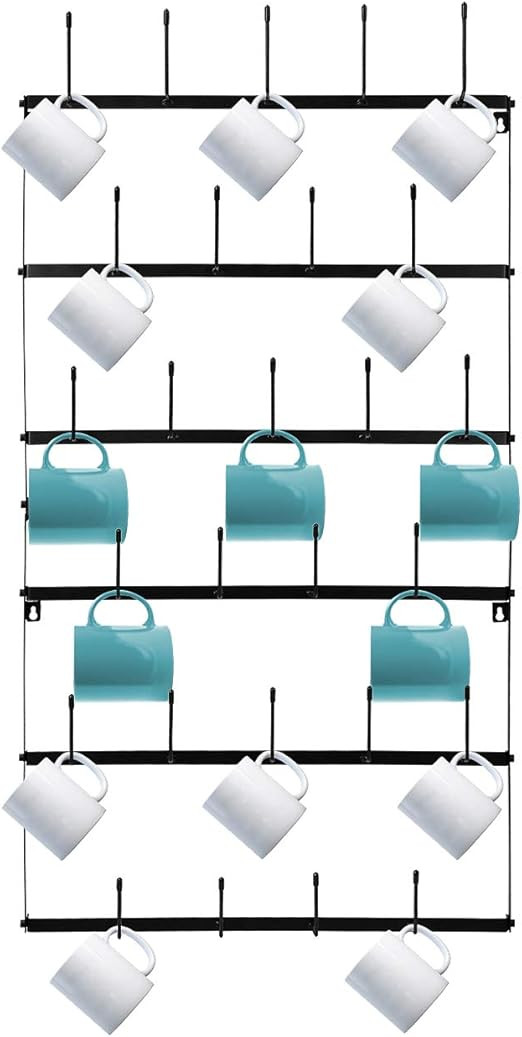 Sorbus Mug Rack Cup Holder - Wall Mounted Home Storage Mug Hooks with 6-Tier Display Organizer fo... | Amazon (US)