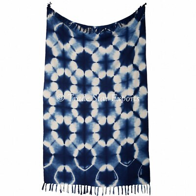 Hand Loomed Bedding Throw Blanket Indien Shibori Indigo Dyed Sofa Decor Blanket | eBay US