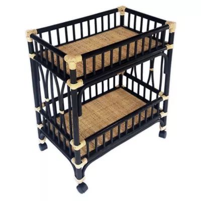 Global Caravan™ Marari Rattan Bar Cart in Black | Bed Bath & Beyond