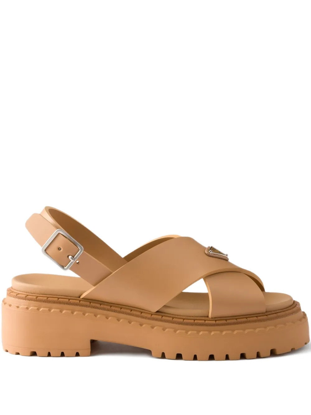 Prada 55mm cross-strap platform sandals - Brown | Farfetch Global