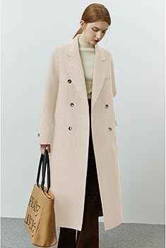 Peaceglad Womens Pea Coats Fall Long Trench Coat Double Breasted Lapel Belted Peacoat | Amazon (US)