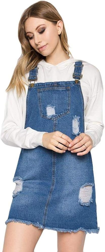 American Bazi Women's Ripped Denim Overall Shorts | Amazon (US)