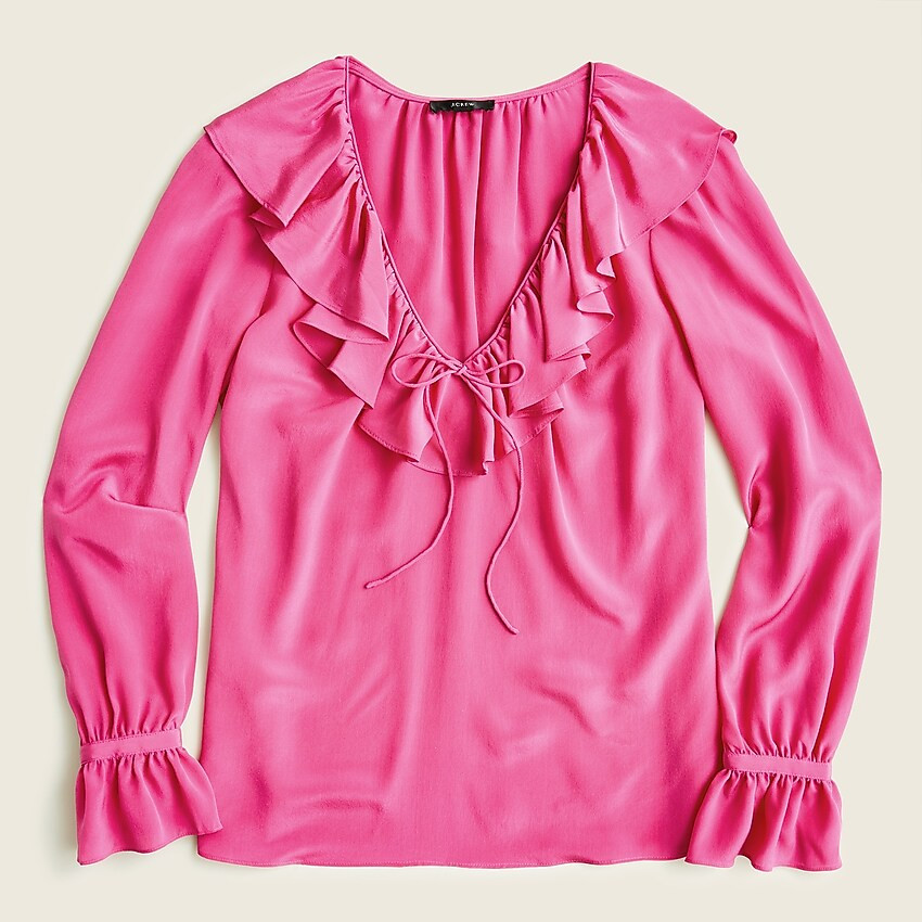 Silk ruffleneck top | J. Crew US
