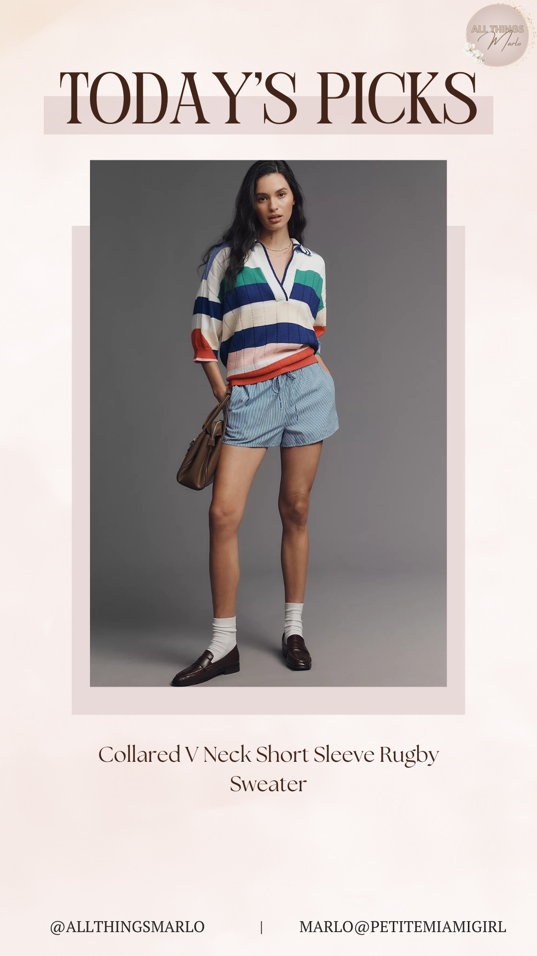 Collared V Neck Short Sleeve Rugby Sweater 

 #LTKSeasonal #LTKWorkwear #LTKTravel