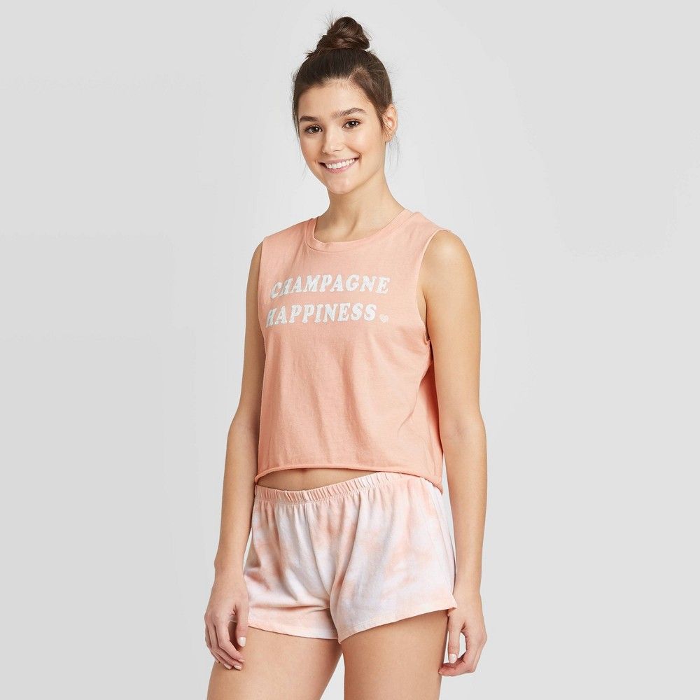 Women's ""Champagne Happiness"" Lounge Pajama Set - Grayson Threads Pink M, Beige/Pink | Target