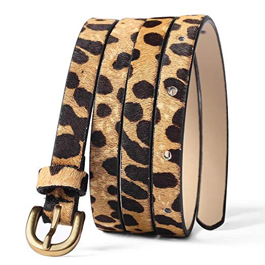 Leopard Print Belt Women's fashion leather Waist Belt Ladies Haircalf Belt Casual Waistband | Amazon (US)