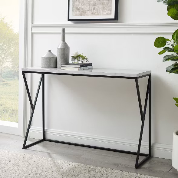 Geo Glam Modern Faux Marble Entry Table - Saracina Home | Target
