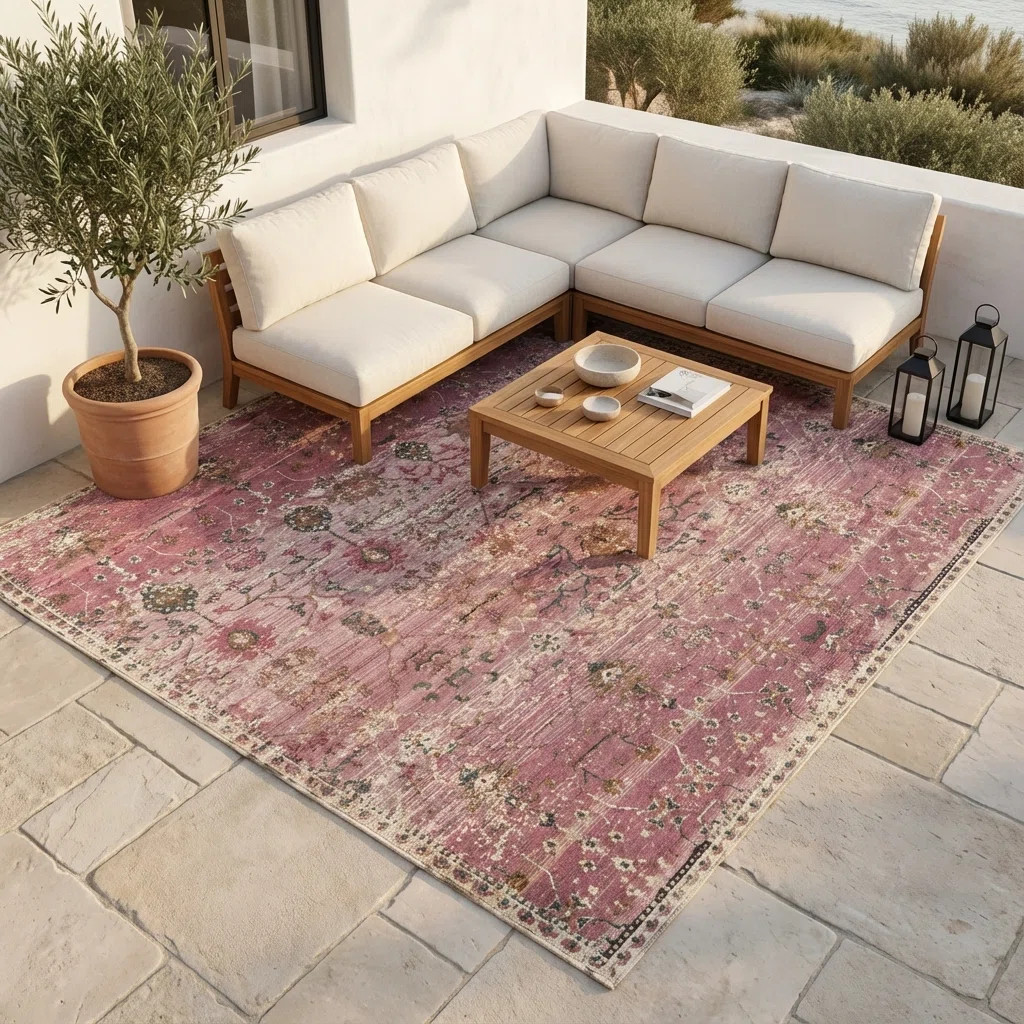 Gagliardi Floral Polyester Power Loomed Indoor / Outdoor Area Rug | Wayfair North America