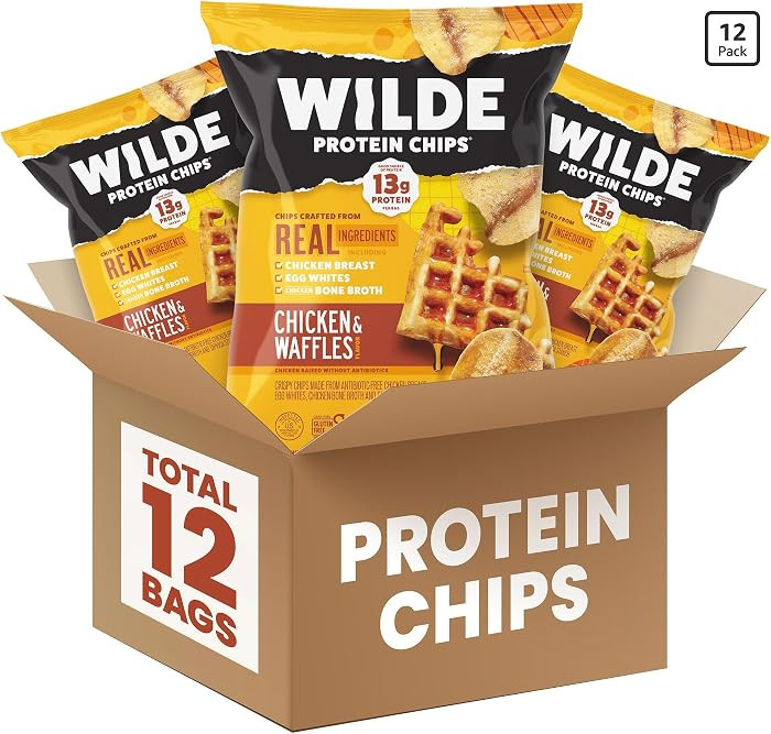 WILDE Protein Chips Chicken & Waffles, High Protein Snacks for Adults, Keto Chips, Gluten Free, L... | Amazon (US)