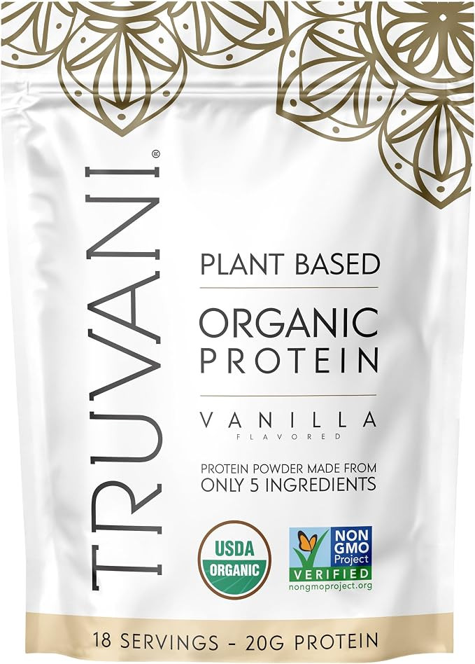 Truvani Organic Plant Based Protein Powder | Vanilla | 18 Servings | Vegan | 20g Pea Protein | Ke... | Amazon (US)